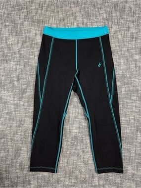 Fanka cropped leggings sz M squat proof black blue athletic